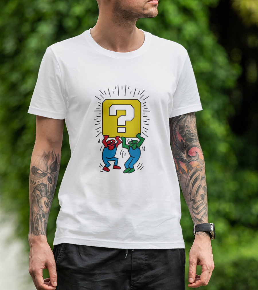 Mario And Luigi Lifting Block Keith Haring Style Pop Art Brothers T-Shirt