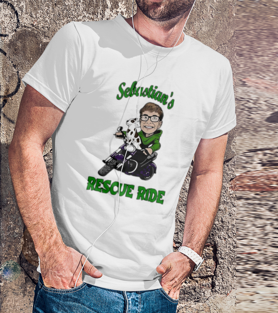 Sebastian's Rescue Ride Sebastian Rogers Motorcycle Puppy Adventure T-Shirt