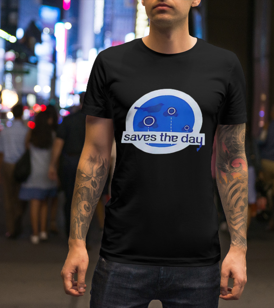 Saves The Day Bird Circular Icon Blue Background T-Shirt