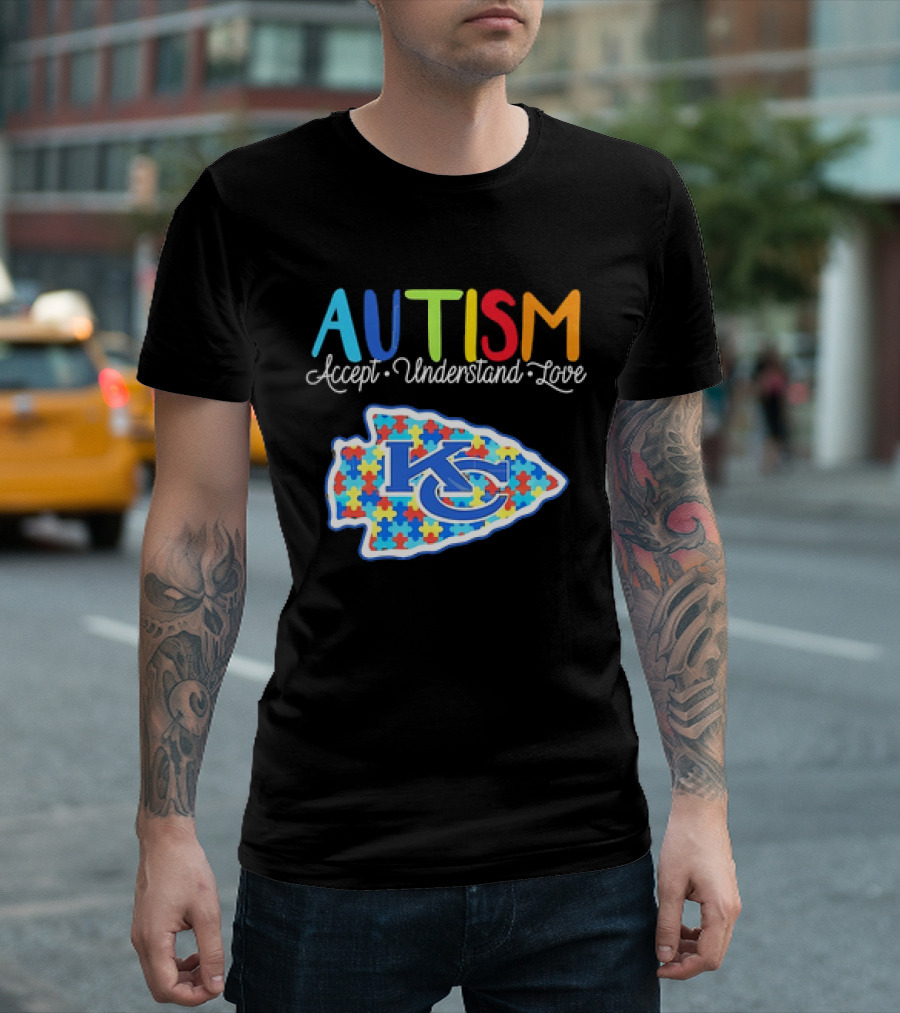 Kansas City Chiefs Autism Accept Understand Love Puzzle T-Shirt
