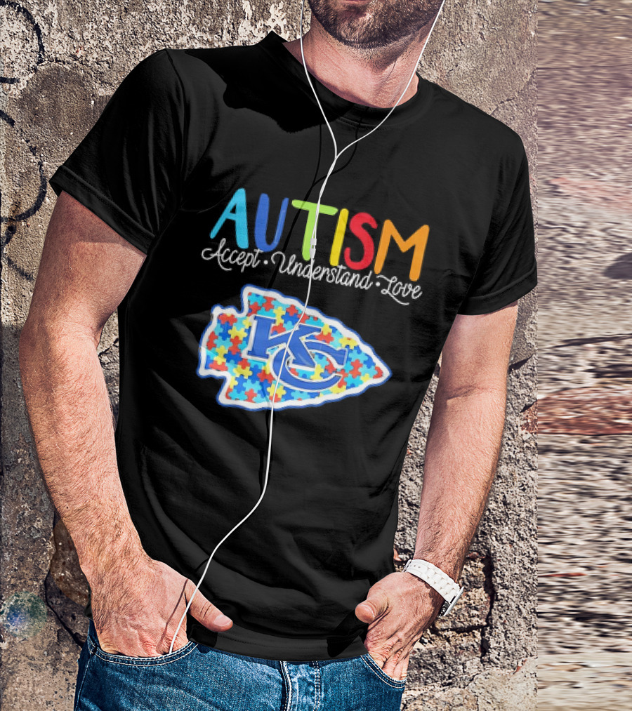 Kansas City Chiefs Autism Accept Understand Love Puzzle T-Shirt