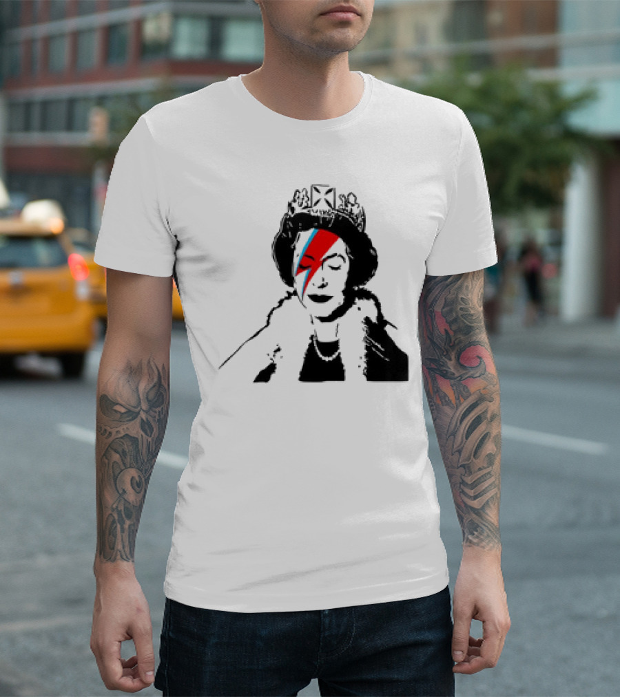 Queen Elizabeth Bowie Lightning Face Paint T-Shirt
