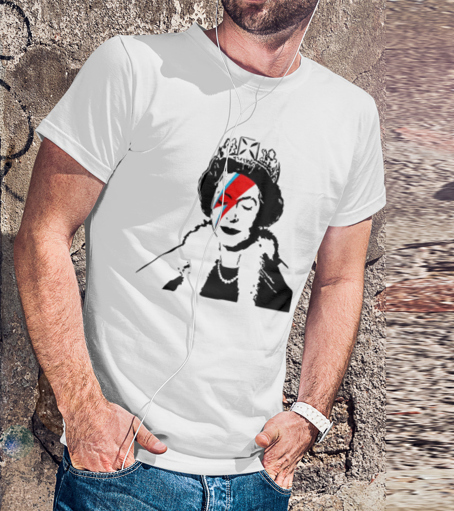 Queen Elizabeth Bowie Lightning Face Paint T-Shirt