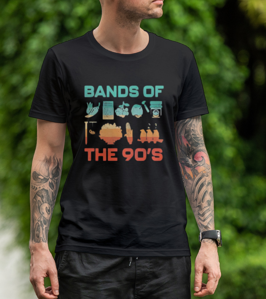 Bands Of The 90s Funny Vegetable Instruments Corn Percussion T-Shirt