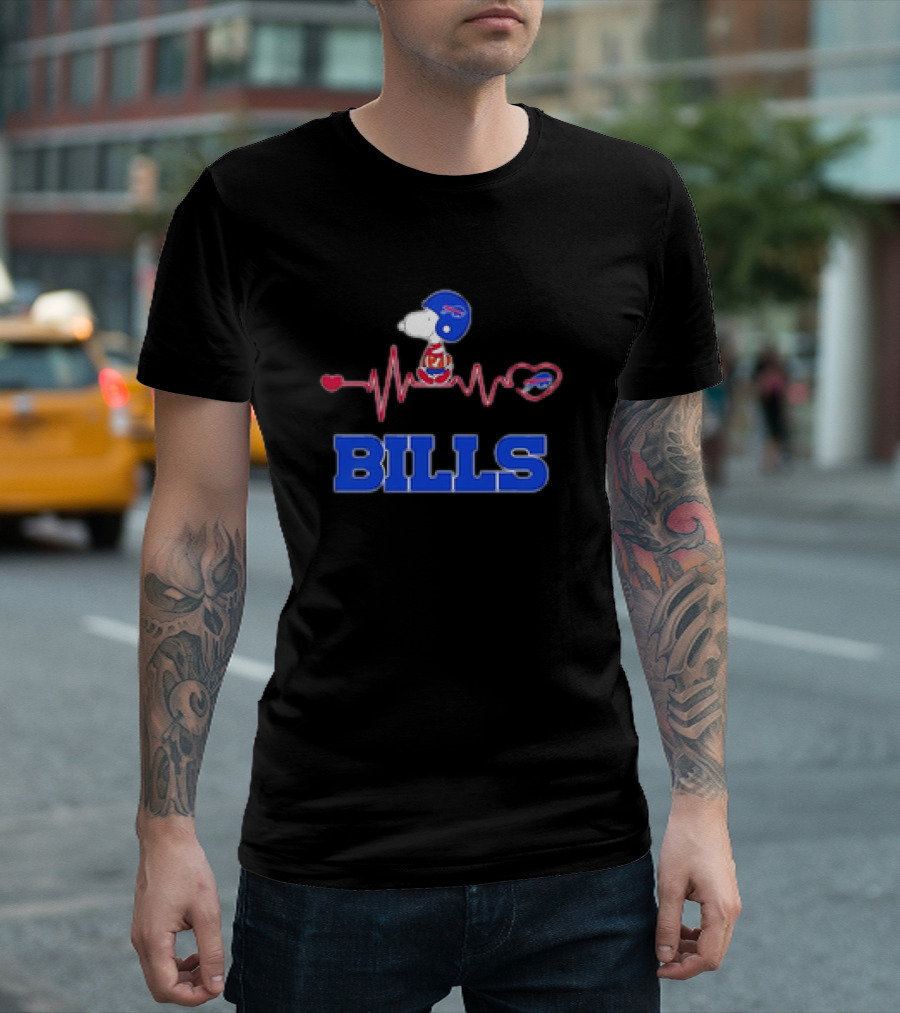 Heartbeats Snoopy Bills Football Helmet Heartbeat T-Shirt