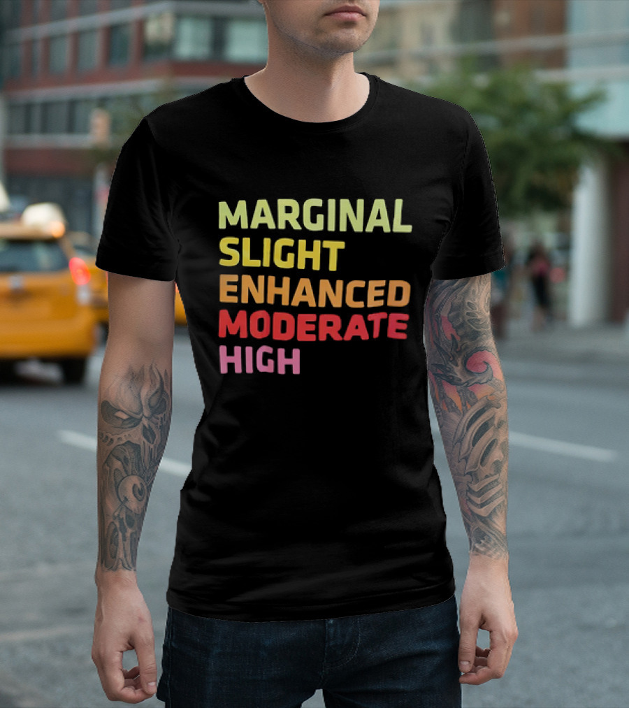 Marginal Slight Enhanced Moderate High Gradient Text T-Shirt