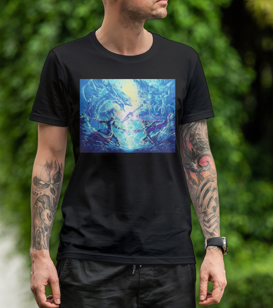Yu Gi Oh Seto Kaiba Dueling Yugi Muto Blue-Eyes White Dragon And Dark Magician Showdown T-Shirt