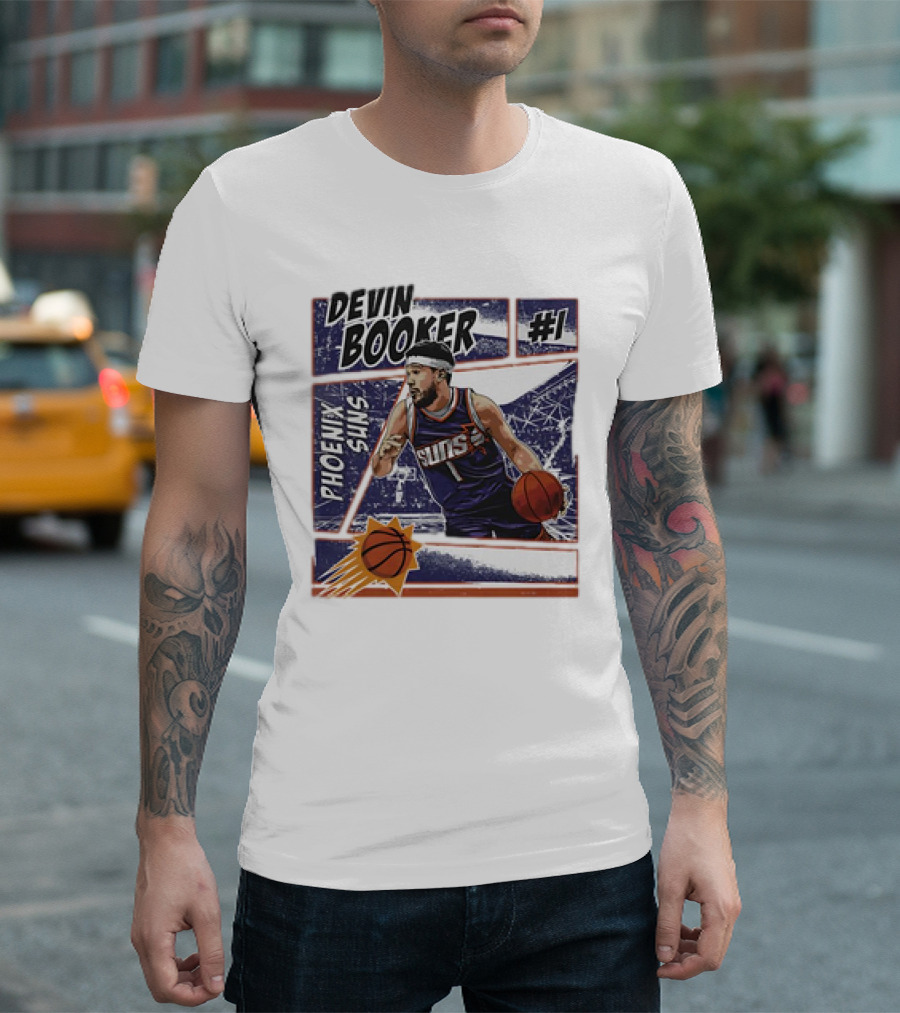Devin Booker Phoenix Suns #1 Comic Vintage NBA Basketball T-Shirt