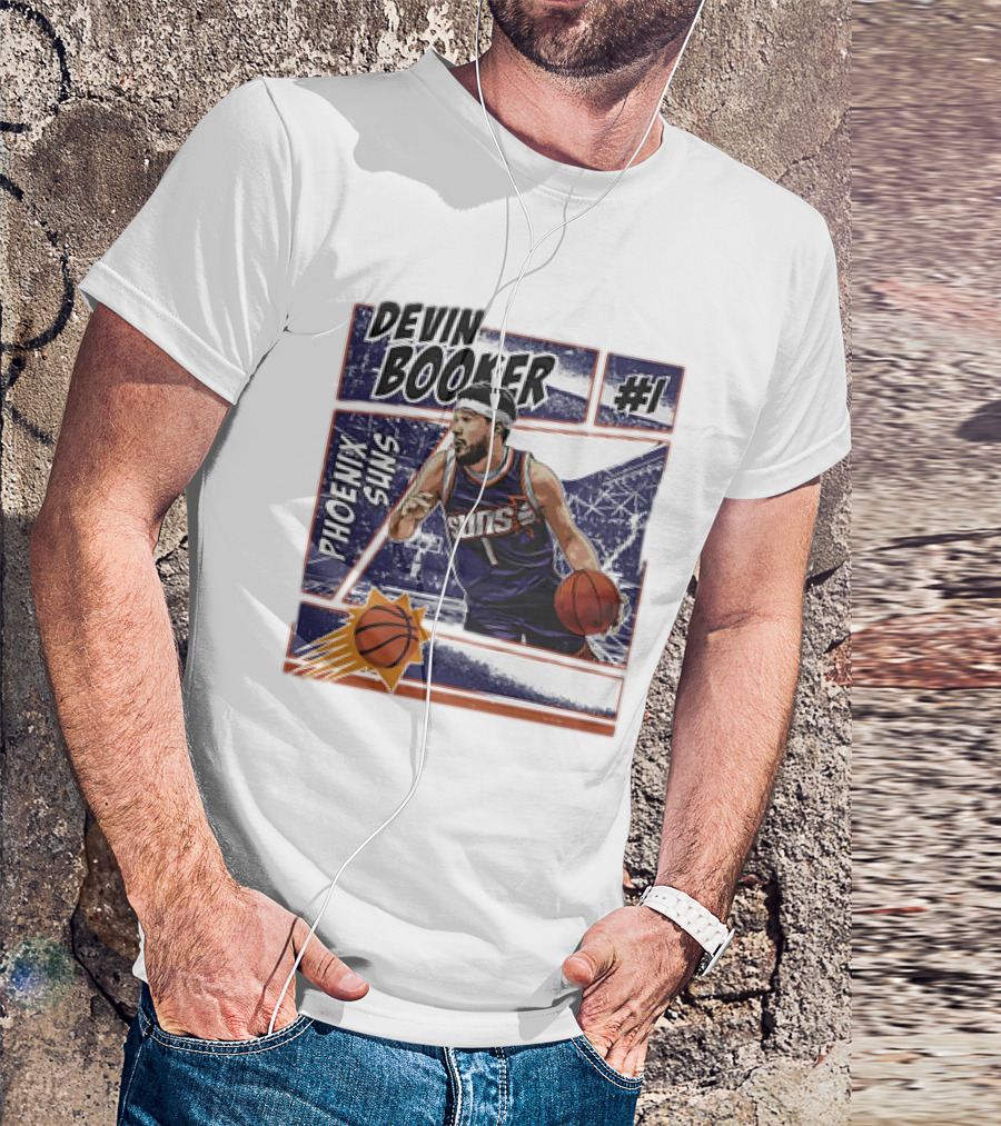 Devin Booker Phoenix Suns #1 Comic Vintage NBA Basketball T-Shirt
