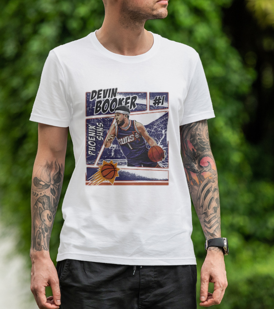 Devin Booker Phoenix Suns #1 Comic Vintage NBA Basketball T-Shirt