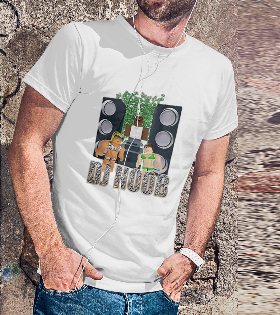 Roblox Video Game DJ Noob Party With Speakers And Characters T-Shirt