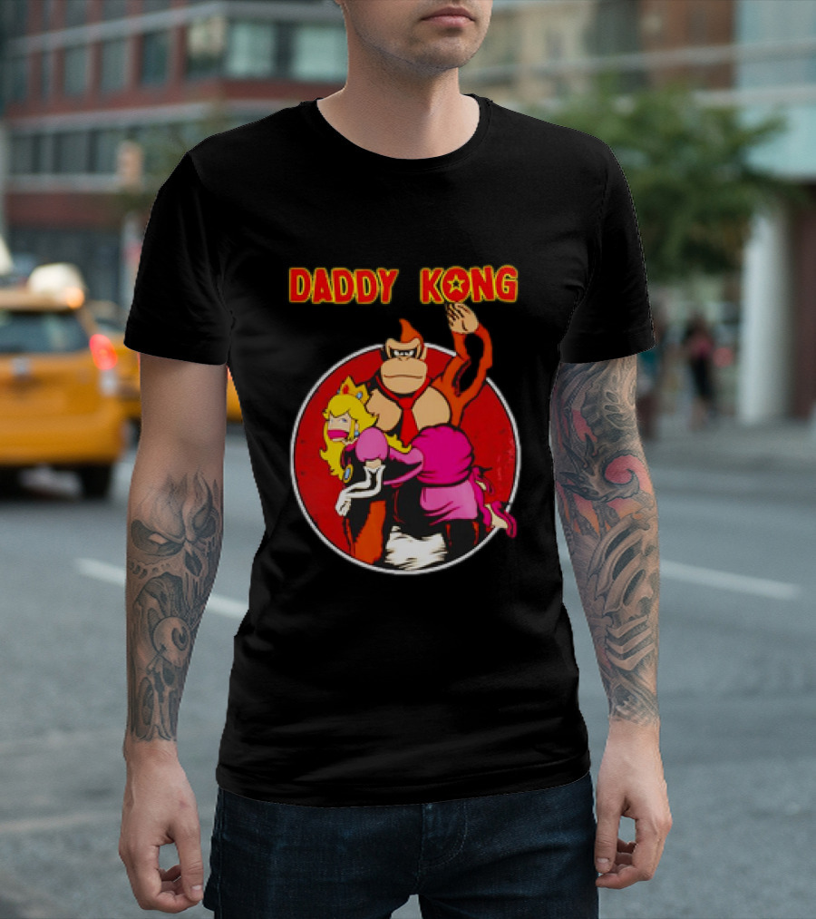 Daddy Kong Funny Retro Gaming Humor with Princess Character Playful T-Shirt