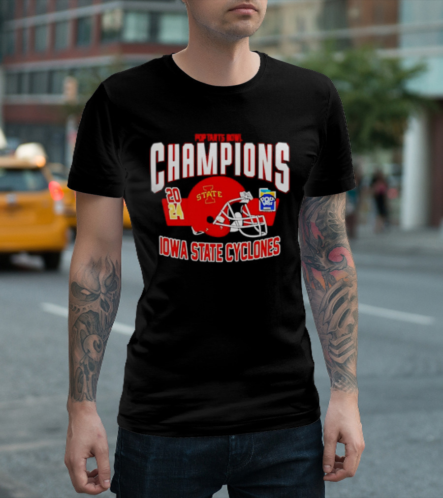 Iowa State Cyclones 2024 Pop-Tarts Bowl Champions Football Helmet Victory T-Shirt