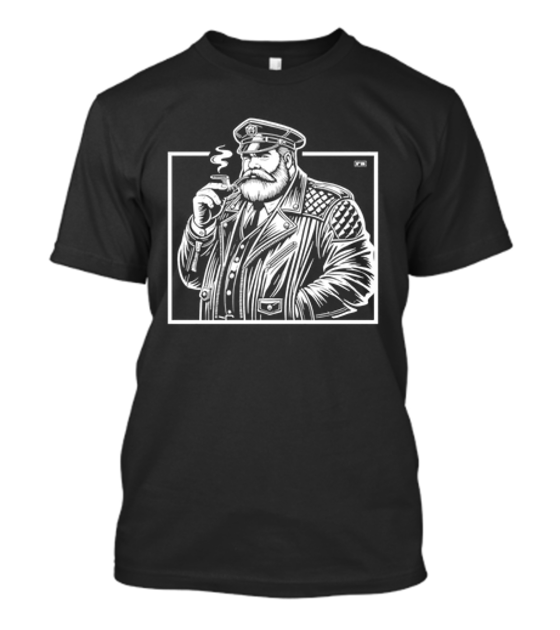 Pipe Daddy Captain With Cigarette In T-Shirt
