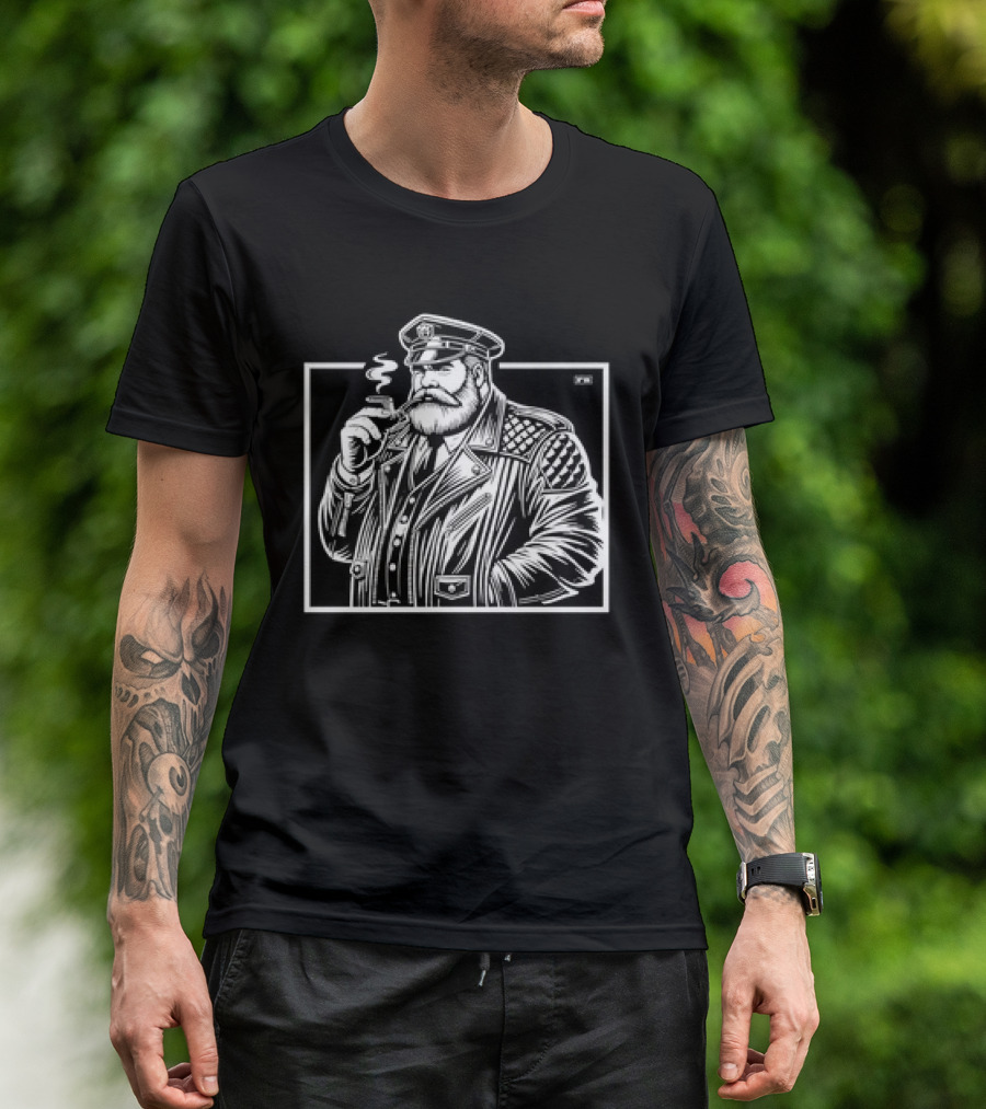 Pipe Daddy Captain With Cigarette In T-Shirt