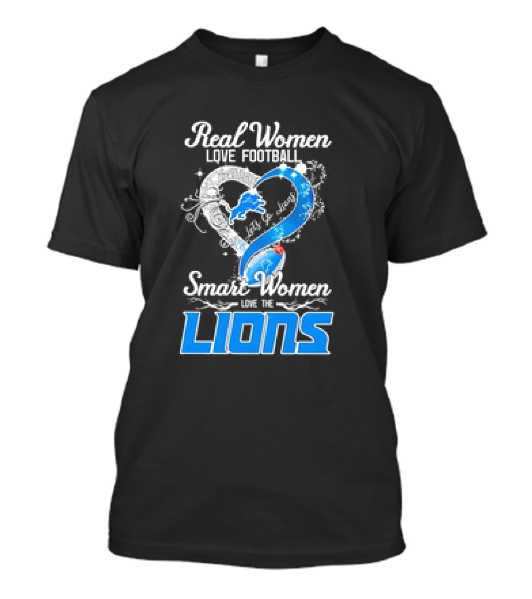 Real Women Love Football Smart Women Love The Lions Let's Go Detroit Lions T-Shirt