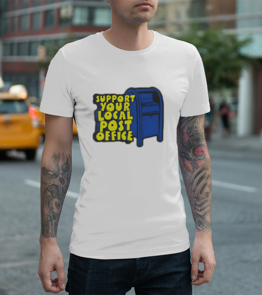 Support Your Local Post Office Blue Mailbox T-Shirt