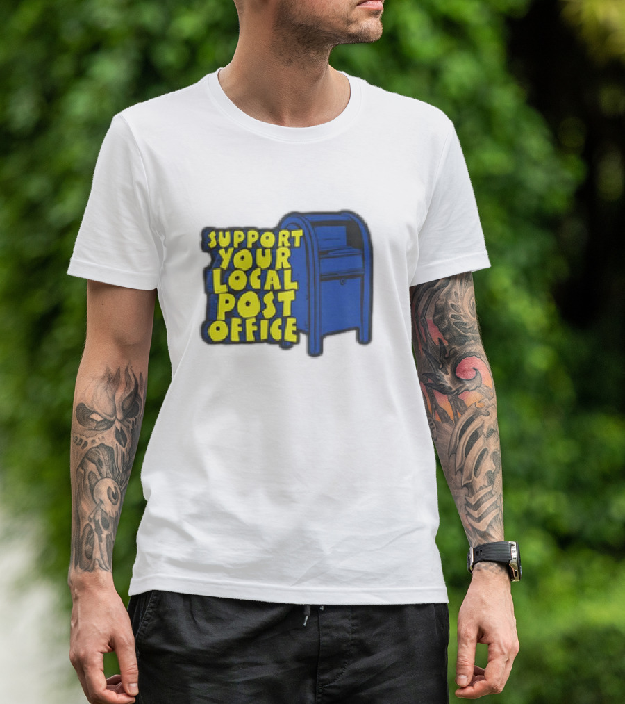 Support Your Local Post Office Blue Mailbox T-Shirt