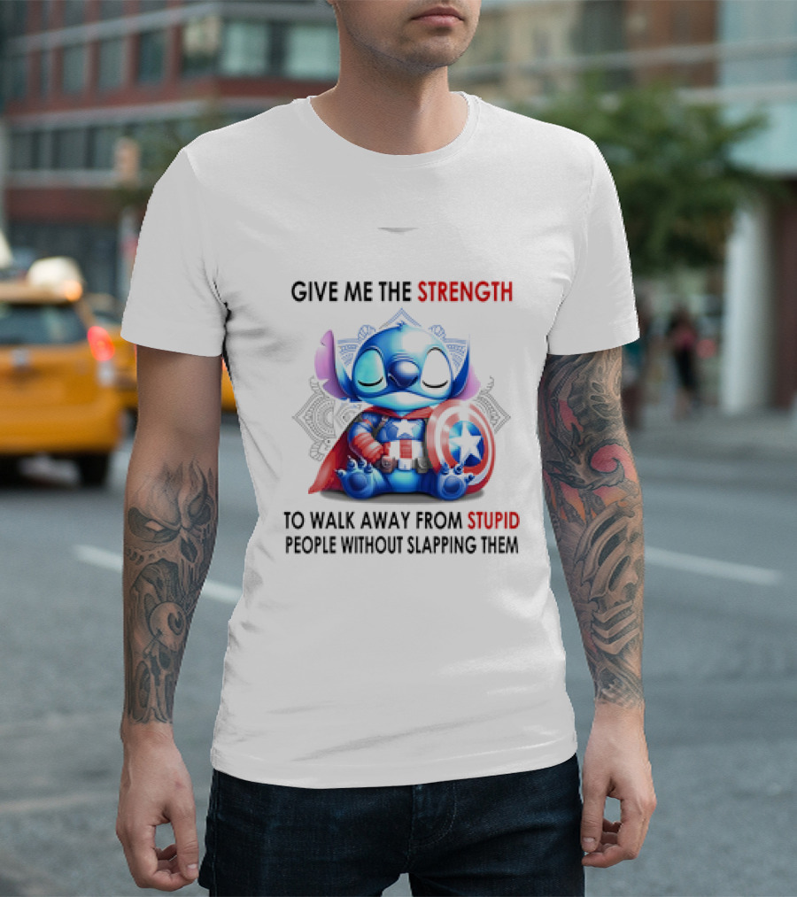 Stitch Captain Give Me The Strength To Walk Away From Stupid People Without Slapping Them T-Shirt