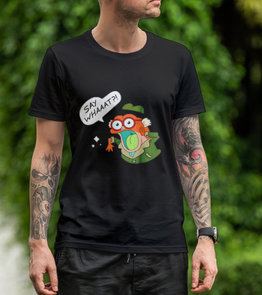 Hop Pop Plantar Amphibia Say Whaaaat Frog Cartoon Character Reaction T-Shirt