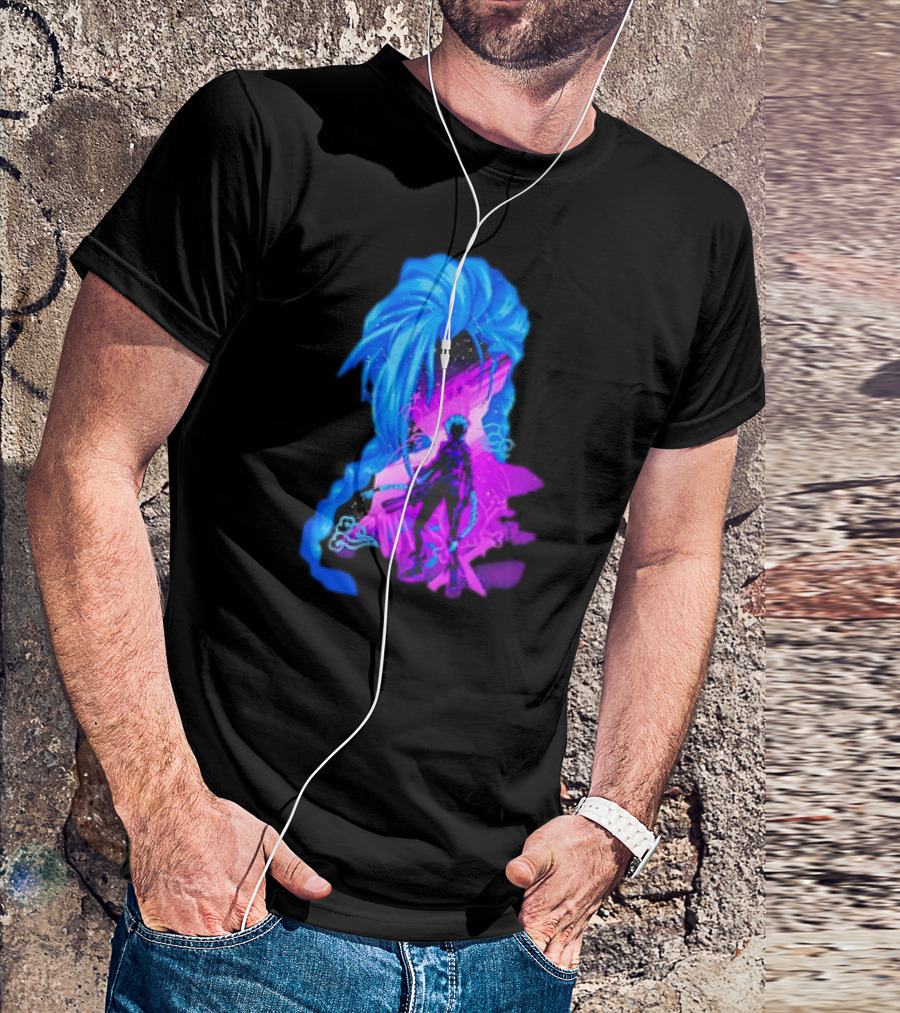 Jinx Arcane League Of Legends Iconic Silhouette With Blue Hair T-Shirt