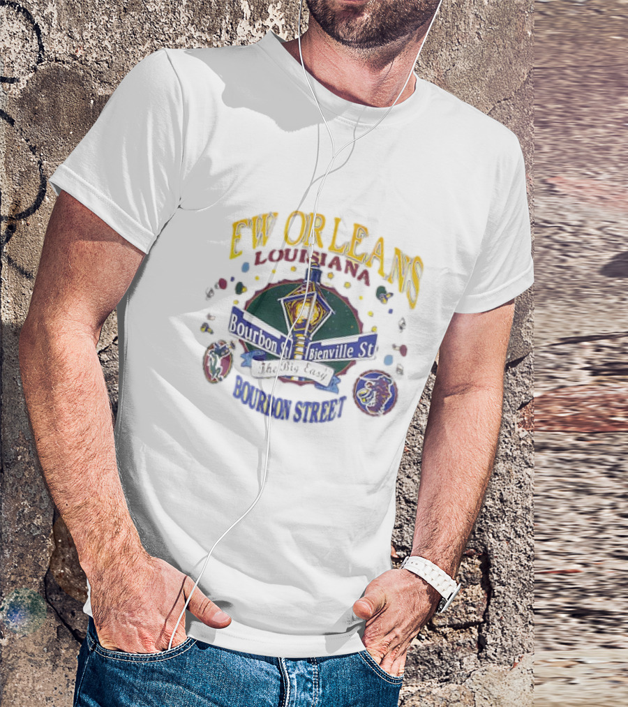New Orleans Louisiana Bourbon Street Bienville St The Big Easy Vintage T-Shirt