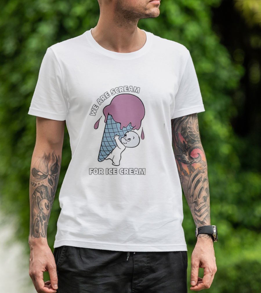 We Are Scream For Ice Cream Happy Ghost Hugging Purple Ice Cream Cone T-Shirt