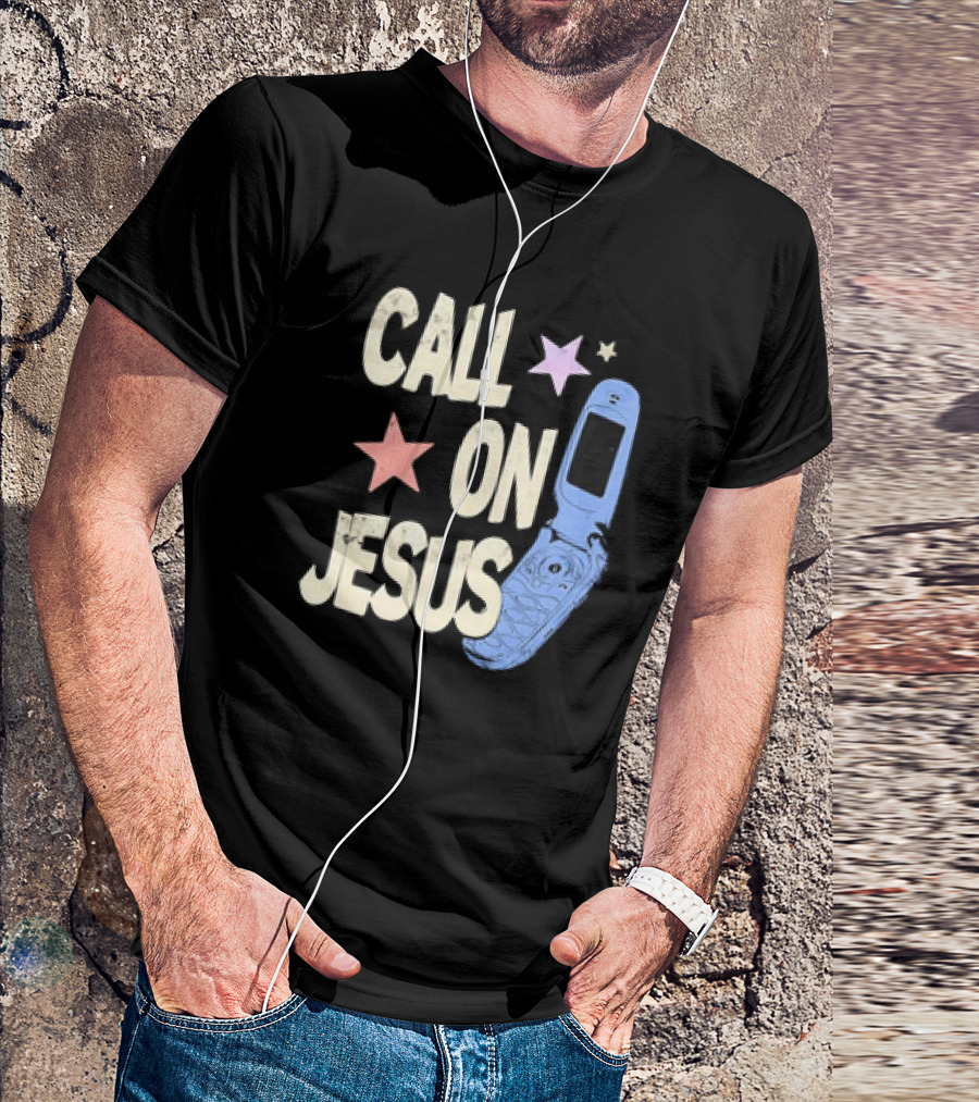 CALL ON JESUS STARS VINTAGE FLIP PHONE RETRO CASUAL T-Shirt
