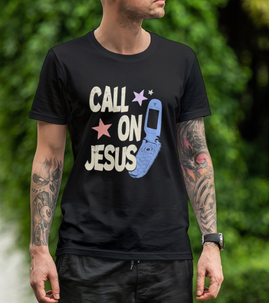 CALL ON JESUS STARS VINTAGE FLIP PHONE RETRO CASUAL T-Shirt
