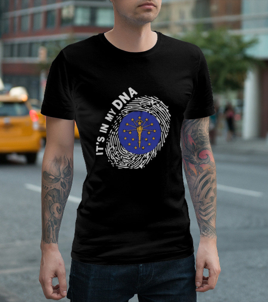 It's In My DNA Indiana Flag Fingerprint T-Shirt