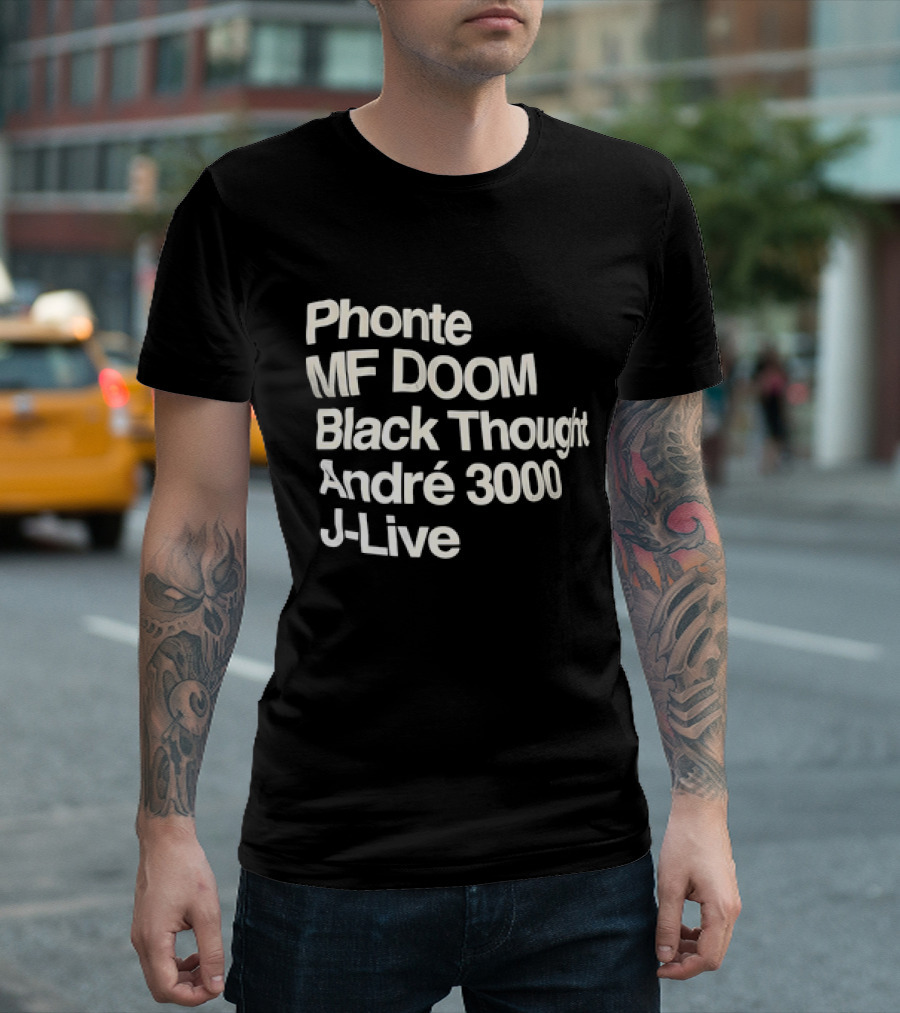 Phonte MF DOOM Black Thought André 3000 J-Live Hip-Hop Legends T-Shirt