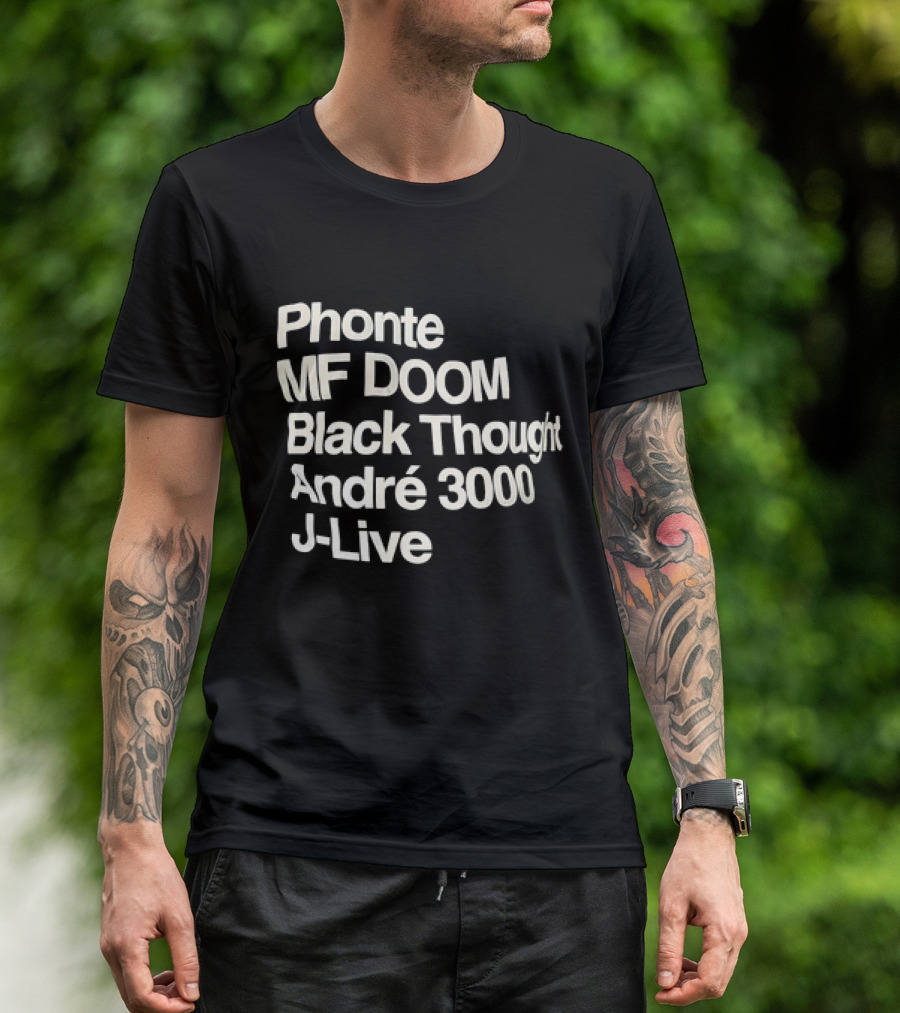 Phonte MF DOOM Black Thought André 3000 J-Live Hip-Hop Legends T-Shirt