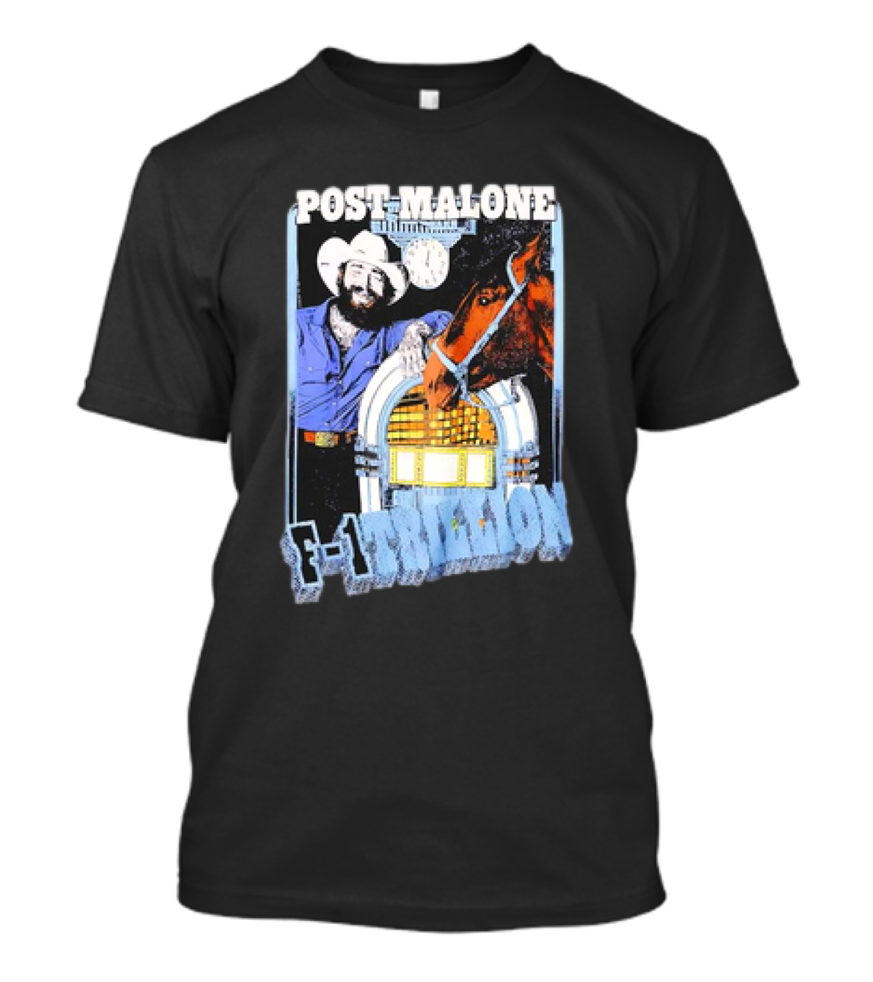 Post Malone Cowboy With Jukebox And Horse F-1 Trillion T-Shirt