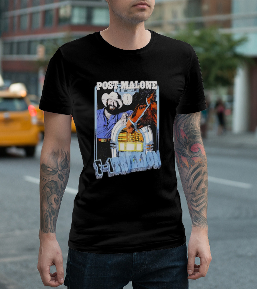 Post Malone Cowboy With Jukebox And Horse F-1 Trillion T-Shirt
