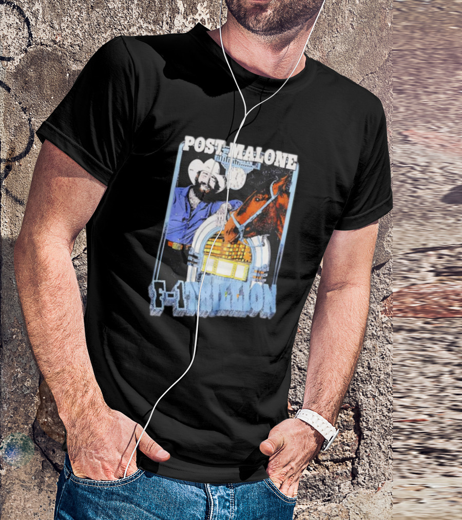 Post Malone Cowboy With Jukebox And Horse F-1 Trillion T-Shirt