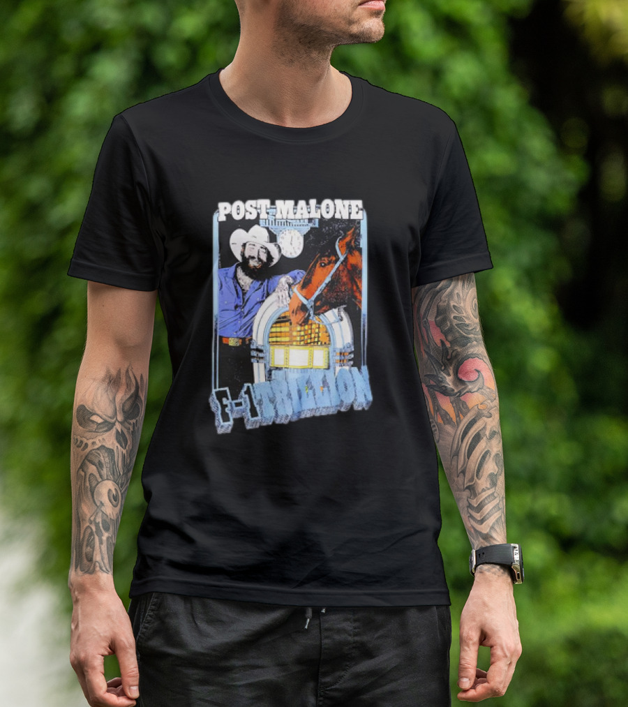 Post Malone Cowboy With Jukebox And Horse F-1 Trillion T-Shirt