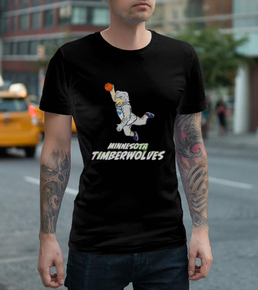 Minnesota Timberwolves Mascot Dunking Basketball T-Shirt