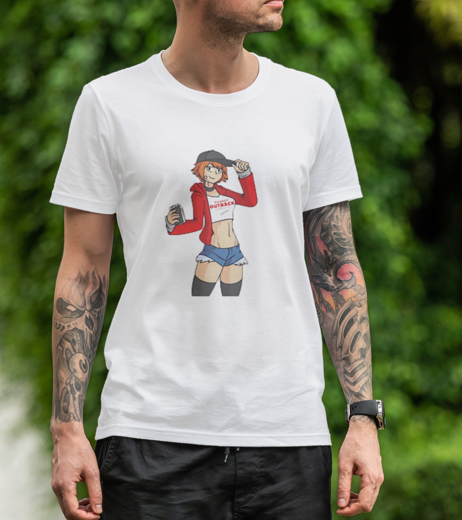 Tomboy Outback Steakhouse Anime Character With Casual Style And Red Jacket T-Shirt