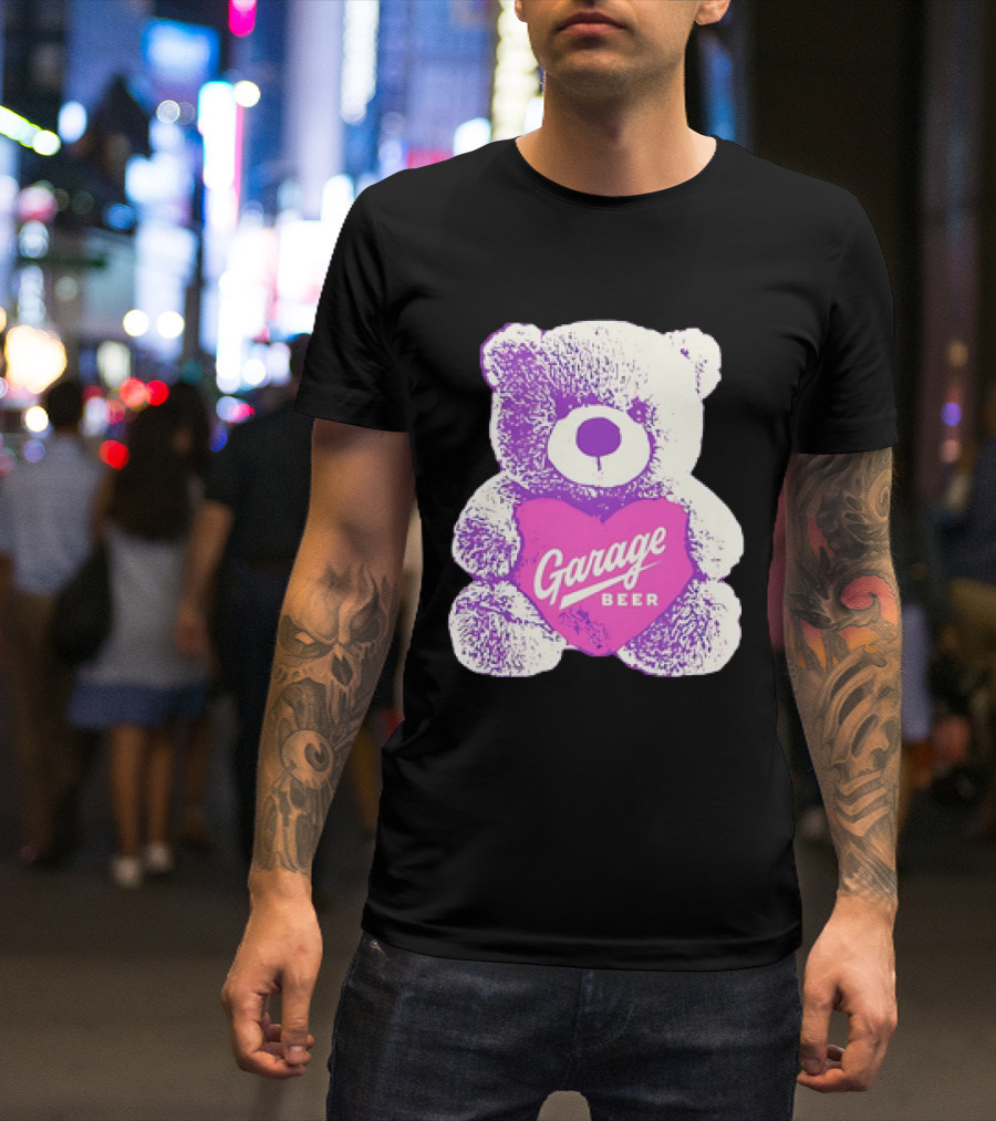 Garage Beer Teddy Bear Heart Retro Plush T-Shirt
