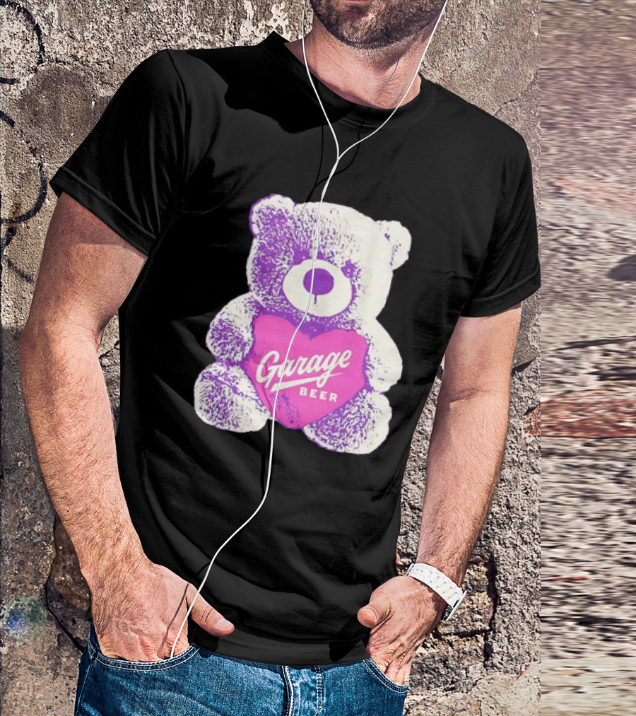 Garage Beer Teddy Bear Heart Retro Plush T-Shirt