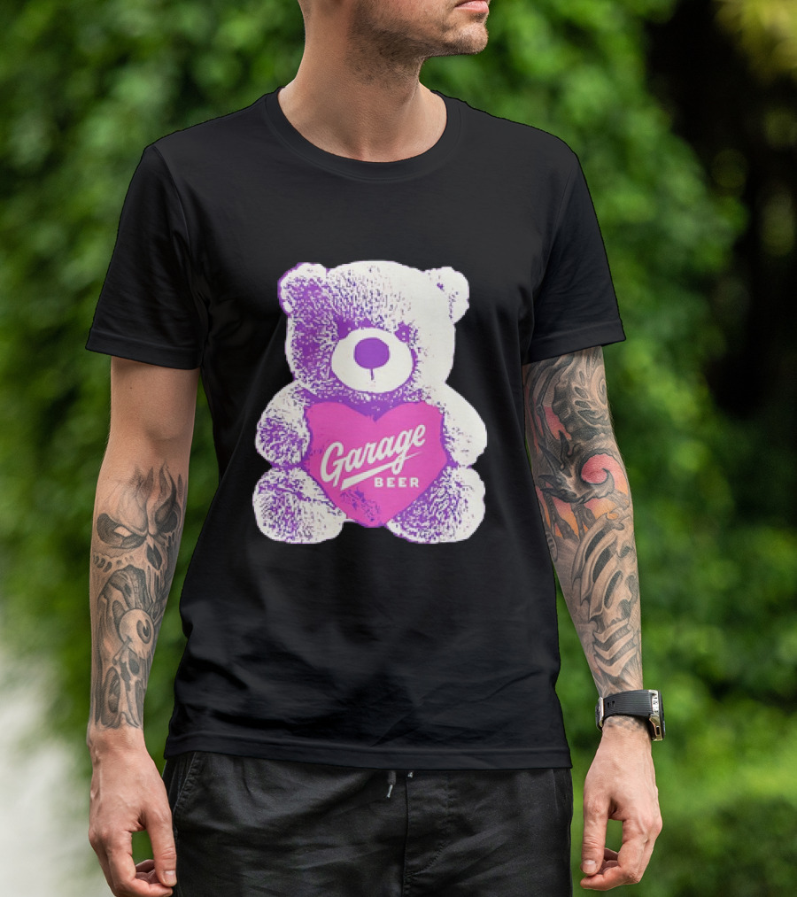 Garage Beer Teddy Bear Heart Retro Plush T-Shirt