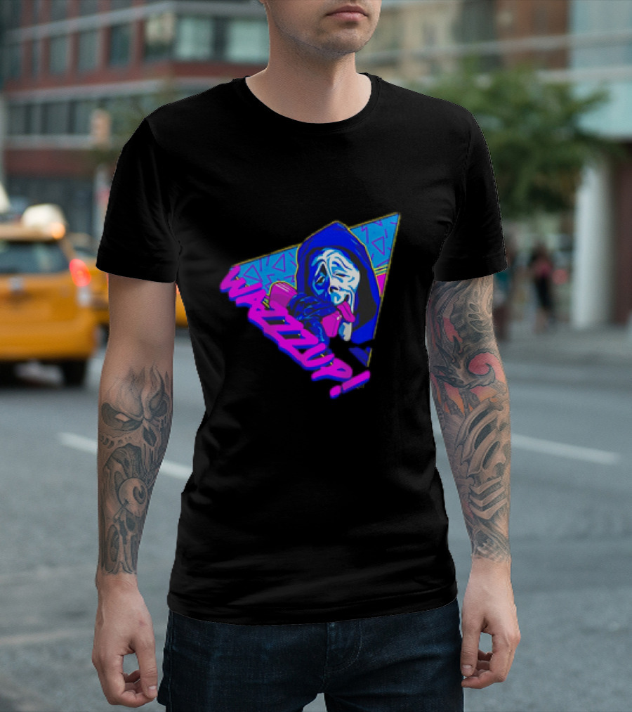 Ghostface Scream Wazzup 90s Neon Vibes T-Shirt