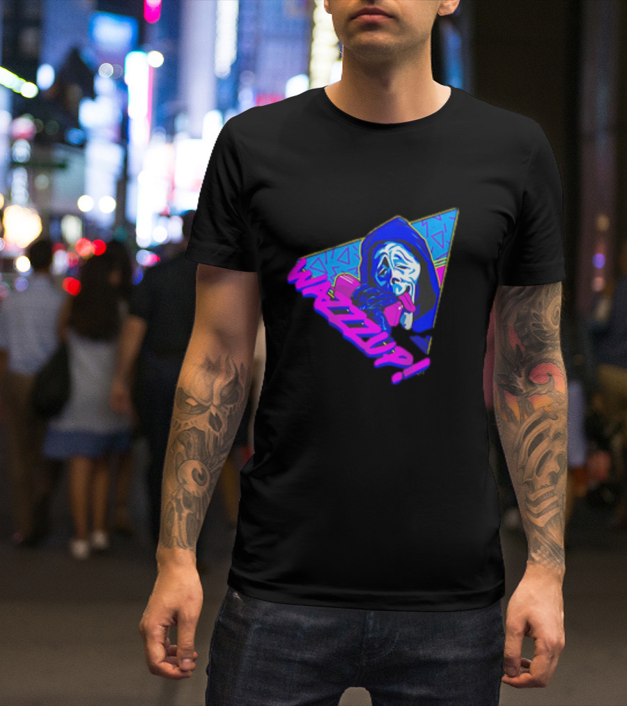 Ghostface Scream Wazzup 90s Neon Vibes T-Shirt