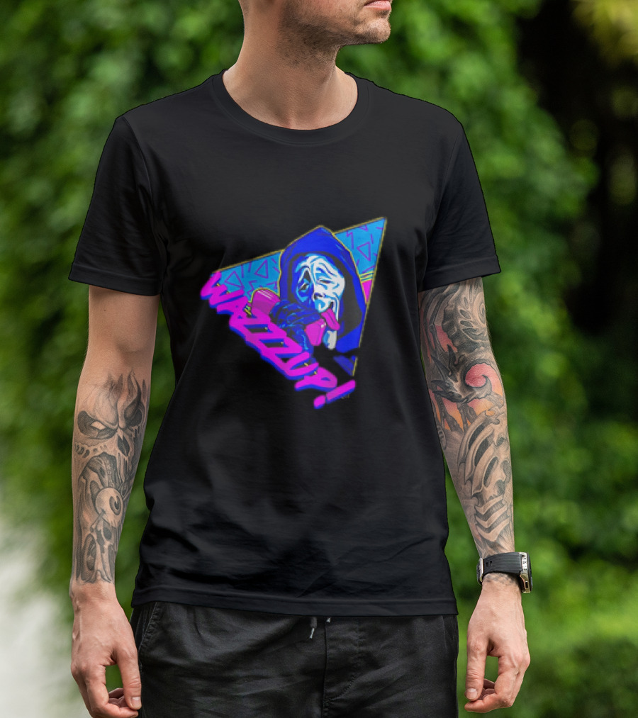 Ghostface Scream Wazzup 90s Neon Vibes T-Shirt