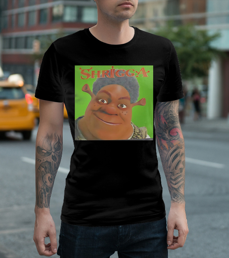 Shrigga Shrek Parody Green Background T-Shirt