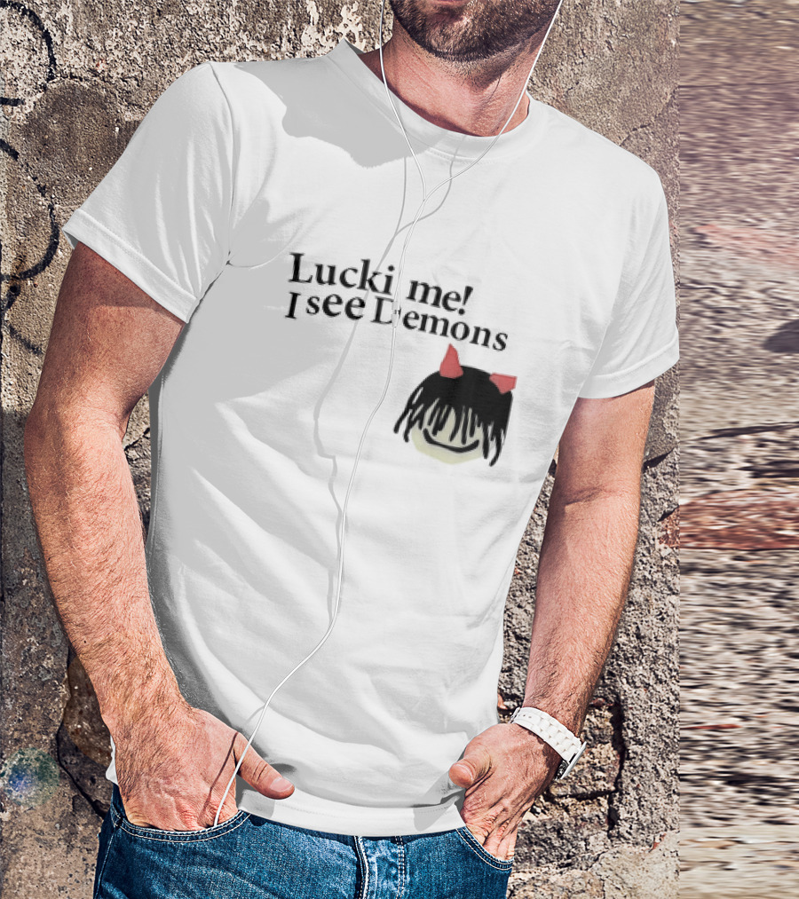 Lucki Me I See Demons Black Hairstyle Red Horns Face T-Shirt