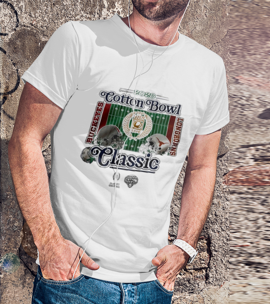 Playoff Central Ohio State Buckeyes Versus Texas Longhorns 2025 Cotton Bowl Classic Helmet Matchup T-Shirt