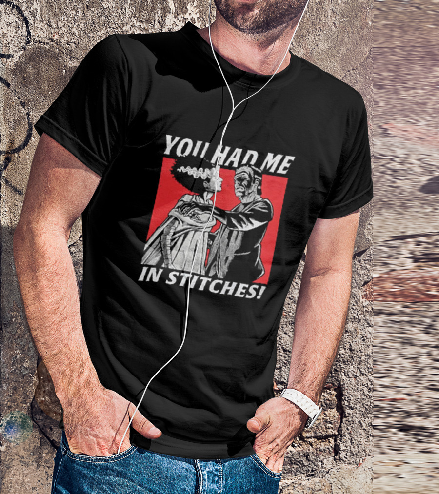 Frankenstein And The Bride You Had Me In Stitches Retro Monster Dance T-Shirt