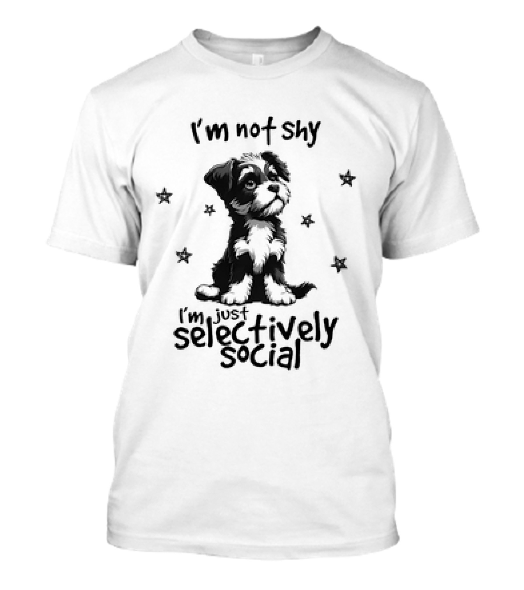 I'm Not Shy I'm Just Selectively Social Dog Surrounded By Stars T-Shirt