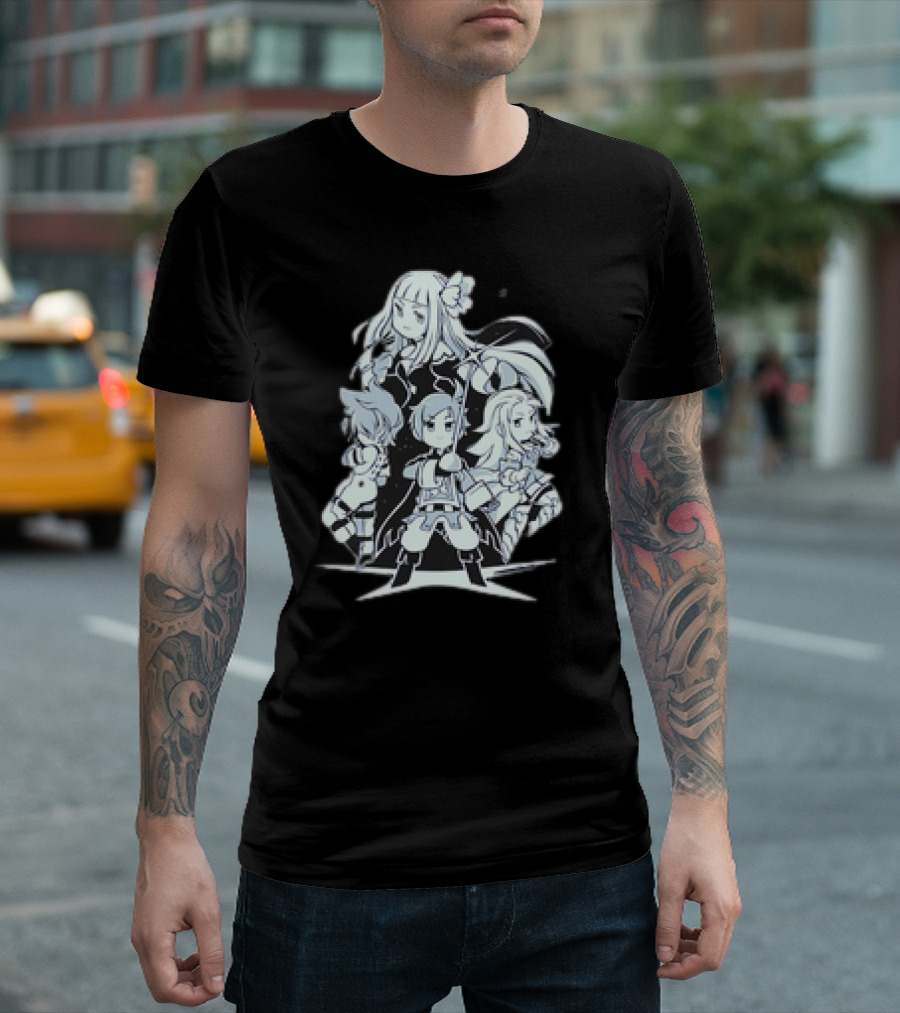 Bravely Default I'm Going All Out Anime Style Character Ensemble T-Shirt